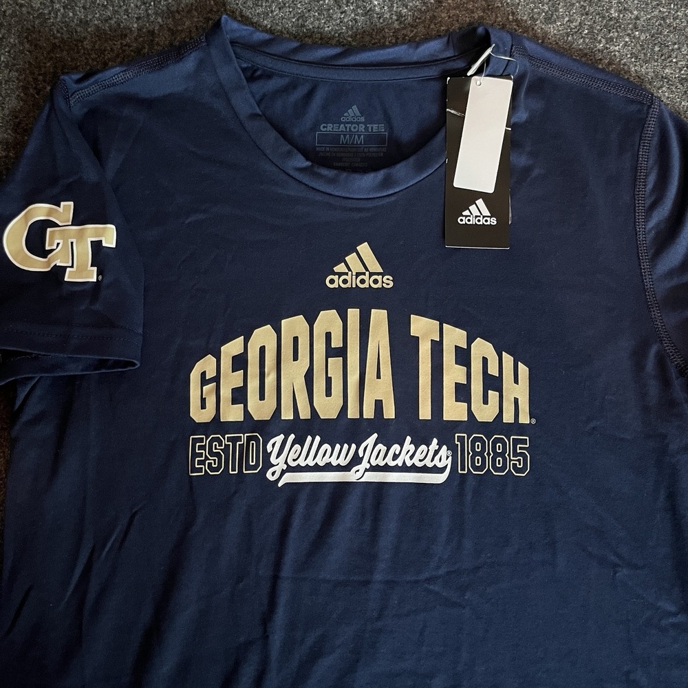 Adidas T-Shirt Women Medium Navy NWT Georgia Tech Yellow Jackets Creator Tee